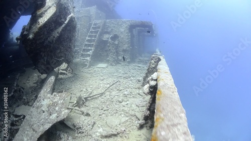 POV of a scuba diver swimming on shipwreck, SS Thistlegorm