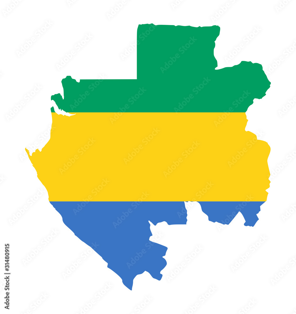 Fototapeta premium Gabon flag on map