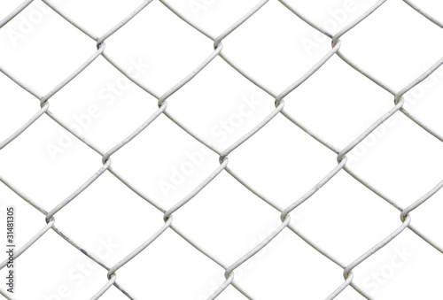 chain link fence isolated on white background