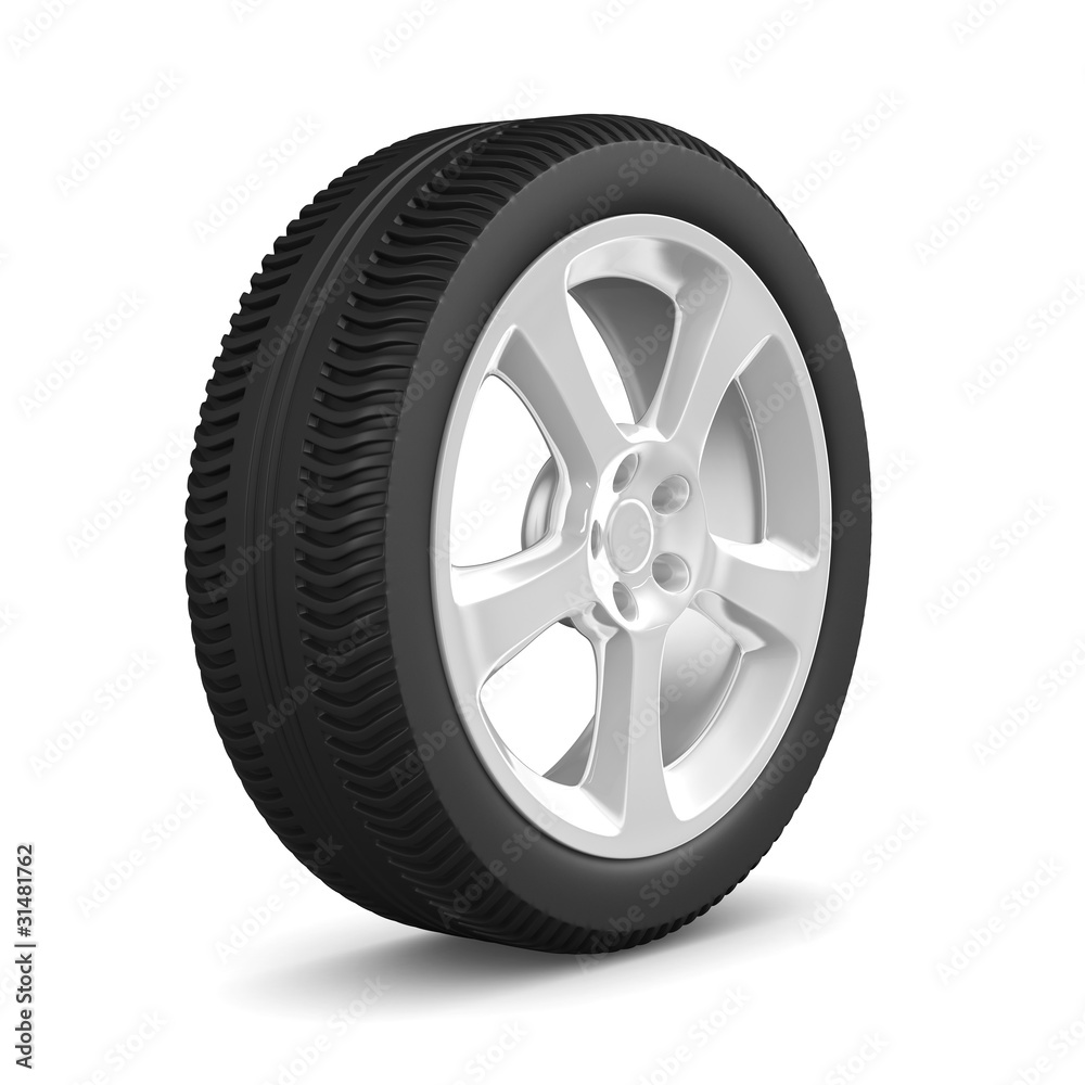disk wheel on white background. Isolated 3D image