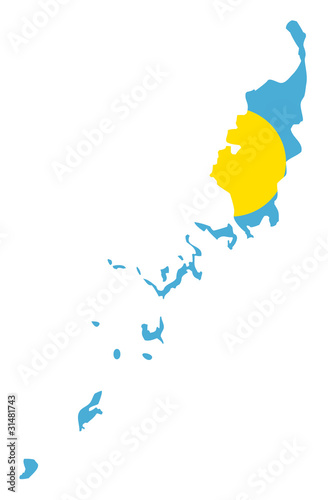 Palau Islands flag on map photo