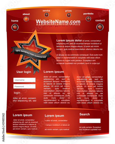Cool web2 editable website template - red vector