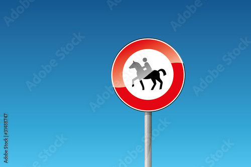 Verkehrszeichen 258 Verbot für Reiter Pferd