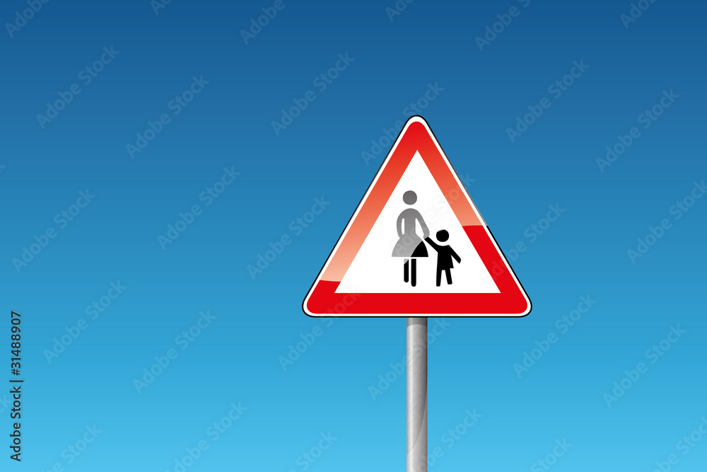 Verkehrszeichen Gehweg Kind Mutter Verkehrszeichen Gehweg Kind Mutter