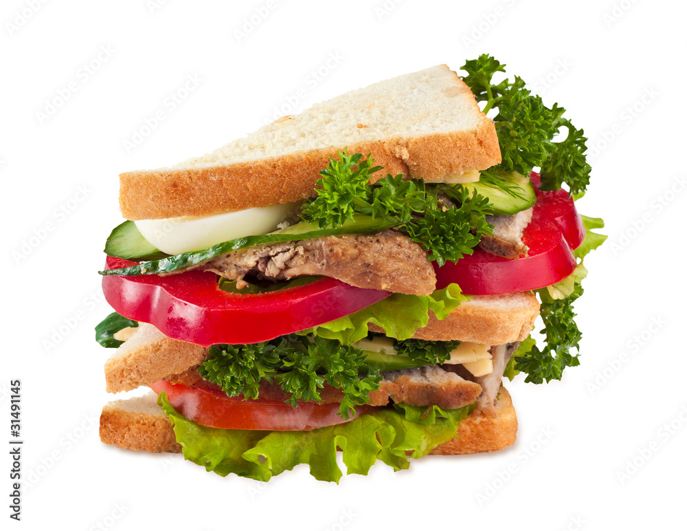 Big sandwich isolated on white