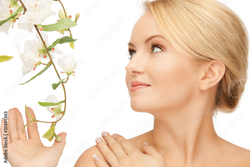beautiful woman with orchid flower