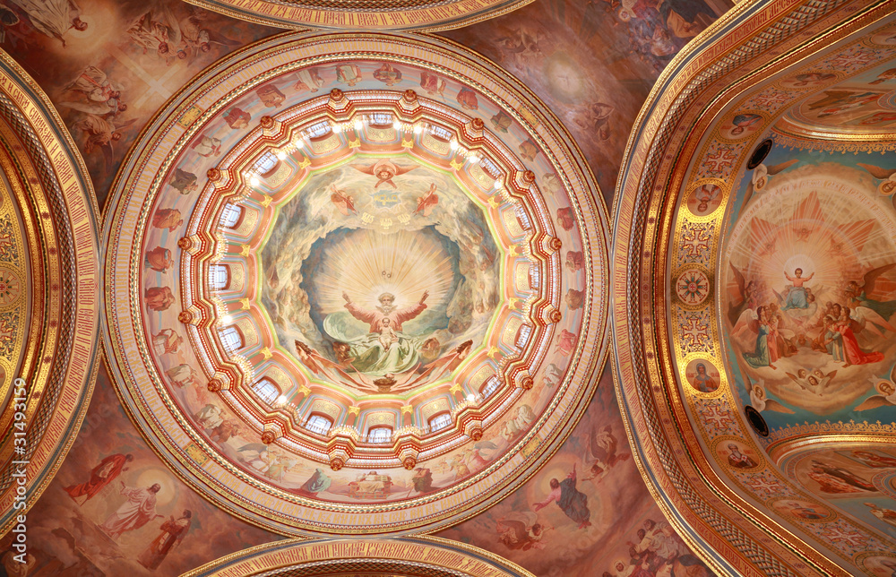 ceiling near arch inside Cathedral of Christ the Saviour
