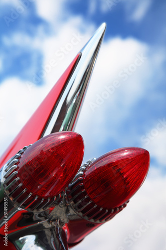 Rear lights in rocket form of vintage car