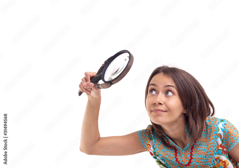 picture of woman with magnifying glass