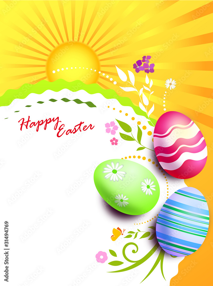 cartolina di pasqua con uova decorate
