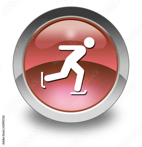 Red Glossy Pictogram "Ice Skating"