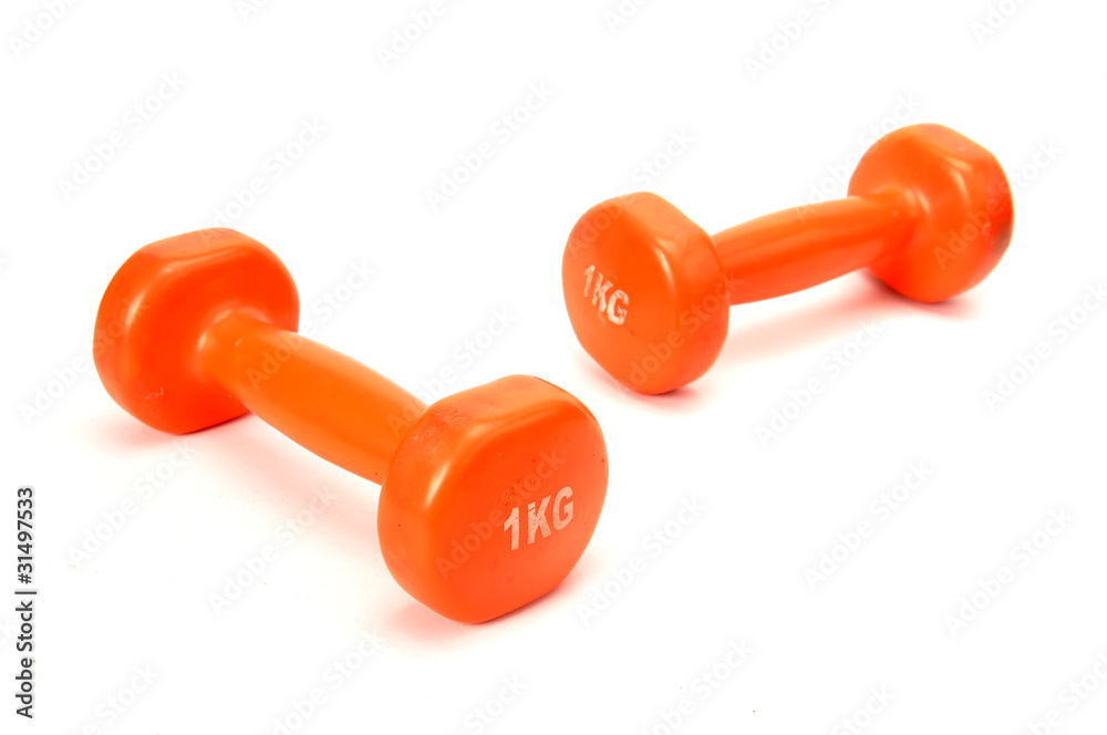 Dumbbell on the white background