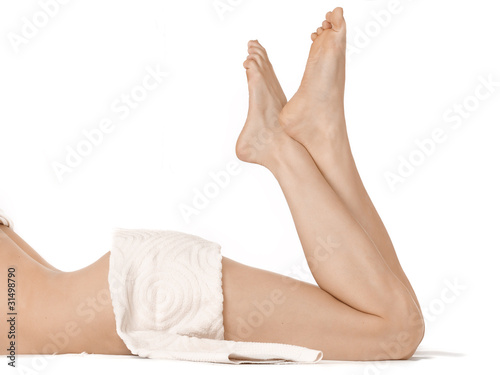 Classic Female Leg Posing, isolated on white.