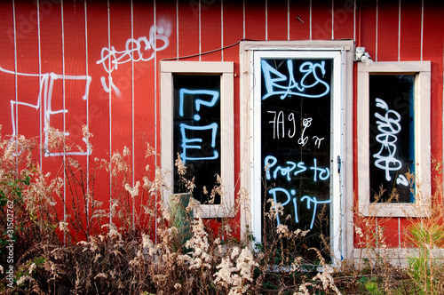 Graffiti Covered the Front of an Abandoned Store