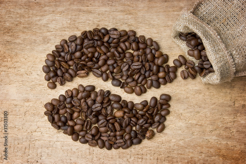 coffee beans on the board