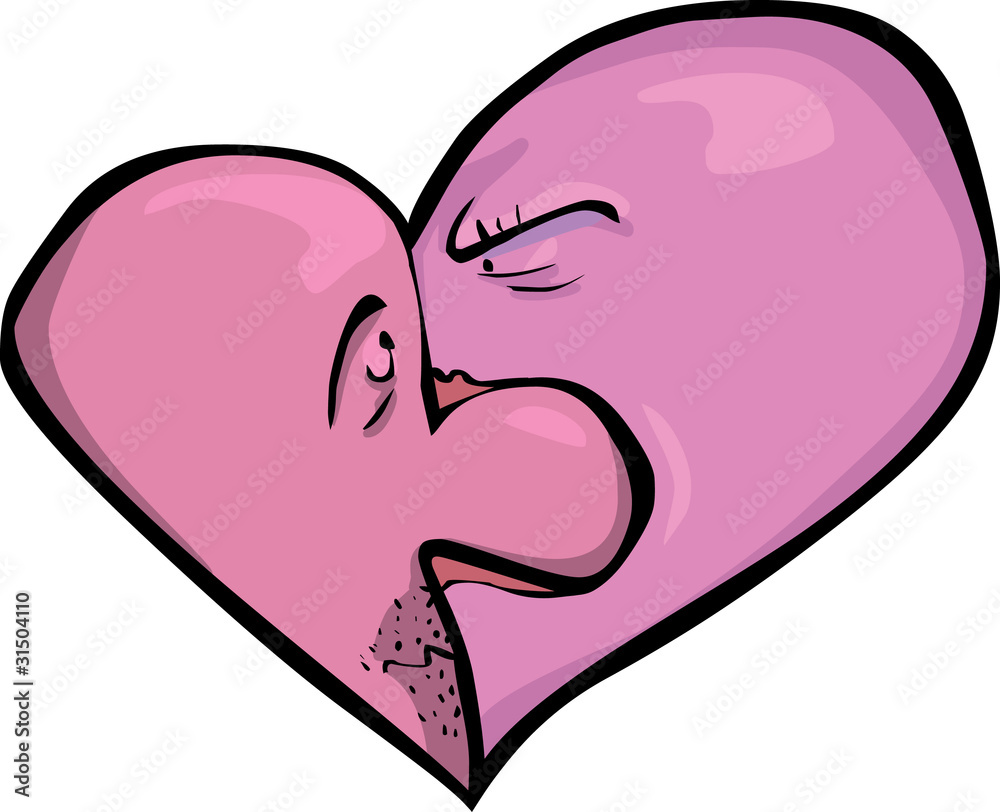 Angry woman and scared man heart puzzle Angry woman and scared man heart puzzle