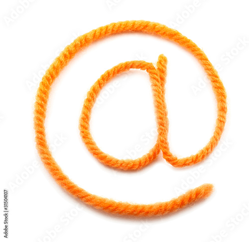 the symbol e-mail from a orange wool