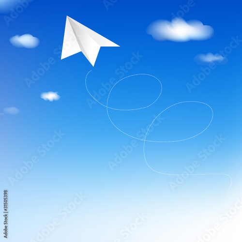 Paper Plane In Blue Sky
