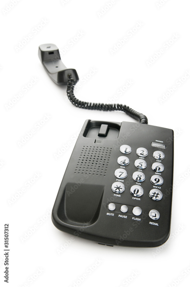 Black phone isolated on the white background Black phone isolated on the white background