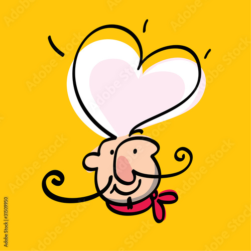 Cook in heart shaped hat