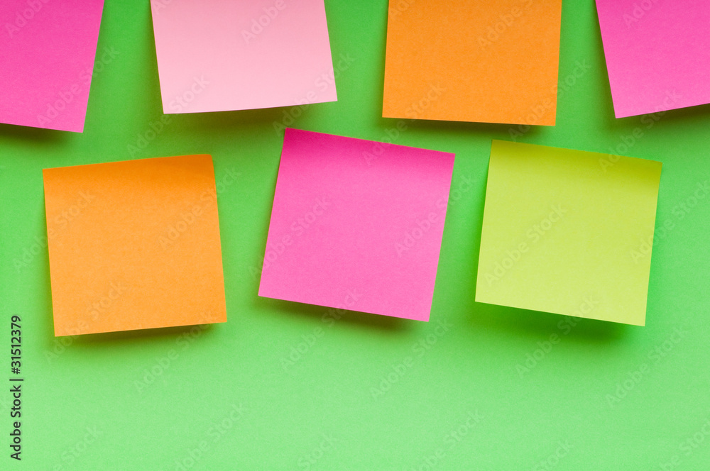 Reminder notes on the bright colorful paper Reminder notes on the bright colorful paper