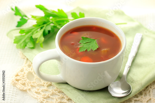 Minestrone soup in a bowl