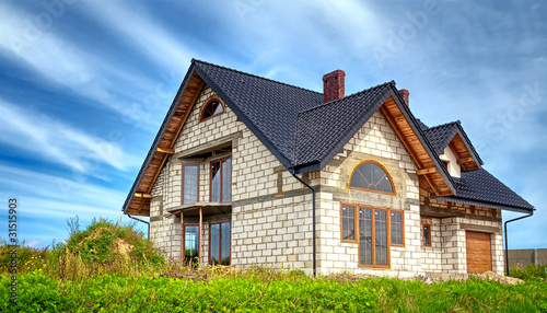 New house and blue sky