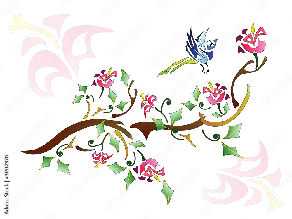 Abstract picture: Branch of tree with a bird on it Abstract picture: Branch of tree with a bird on it