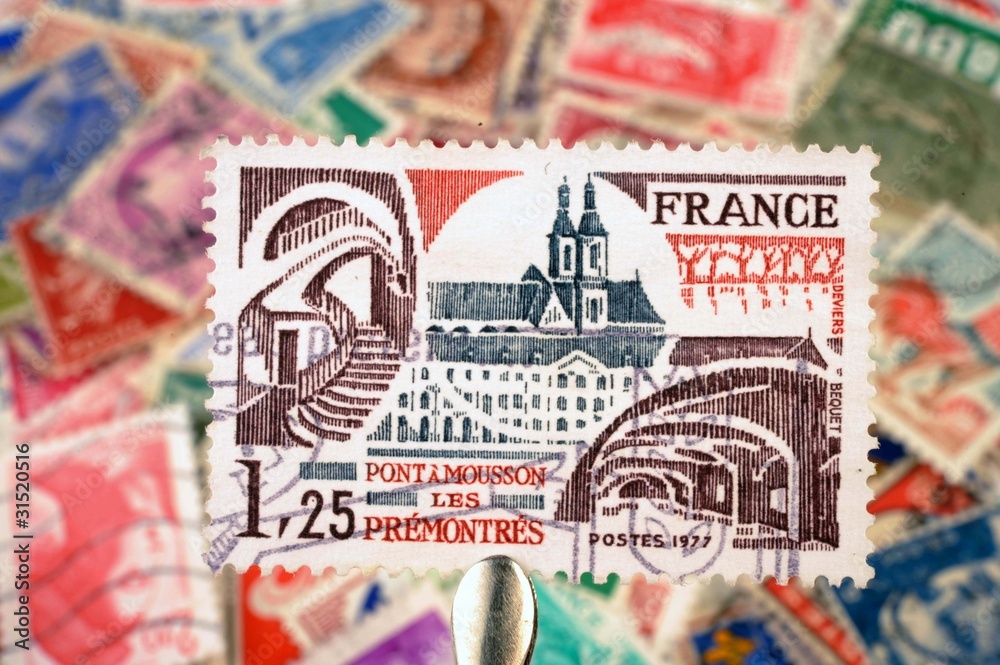 timbres - Pont à Mousson - Les Prémontrés - 1977 - 1,25 francs - philatélie France
