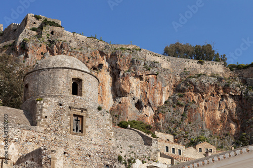 Monemvasia and a Byzantine church at Greece. photo