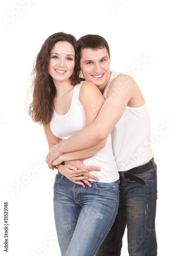 Happy couple on the white background