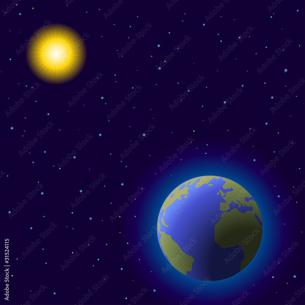 Obraz premium Earth and sun