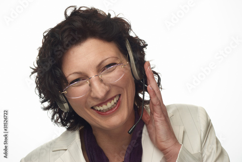 secretary with headset