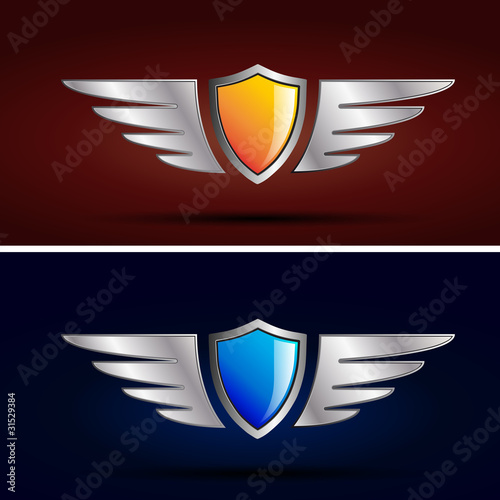 Logo shield and wings # Vector