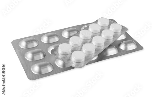 Blister with pills isolated on white