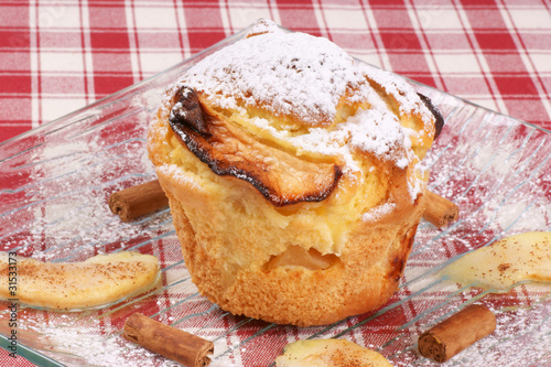 Apple muffin with icing sugar