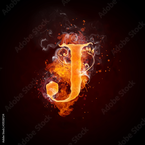 Fire Swirl Letter J