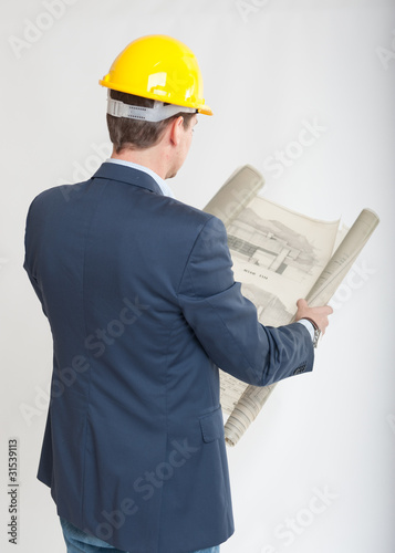 Rear view of an architect