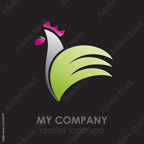 Logo Rooster on black background # Vector