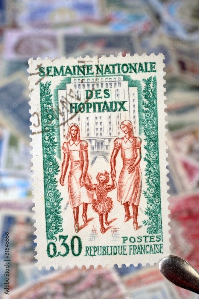 timbres - Semaine Nationale des Hôpitaux - 0,30 francs - philatélie France