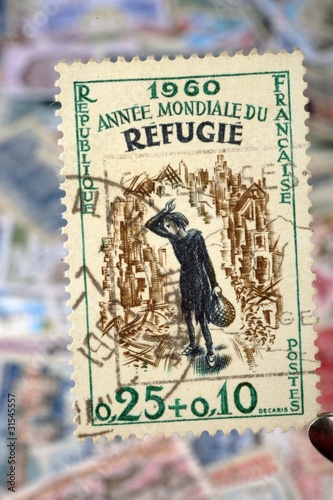 1960 année mondiale du réfugié  - 0,25 francs + 0,10 francs - timbres - philatélie France photo