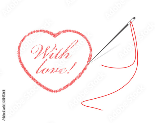 embroidery with heart