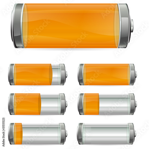 orange battery with different levels of charging