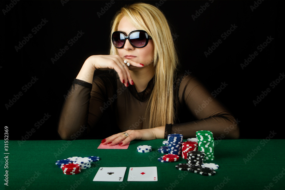 Sexy Woman Playing Poker