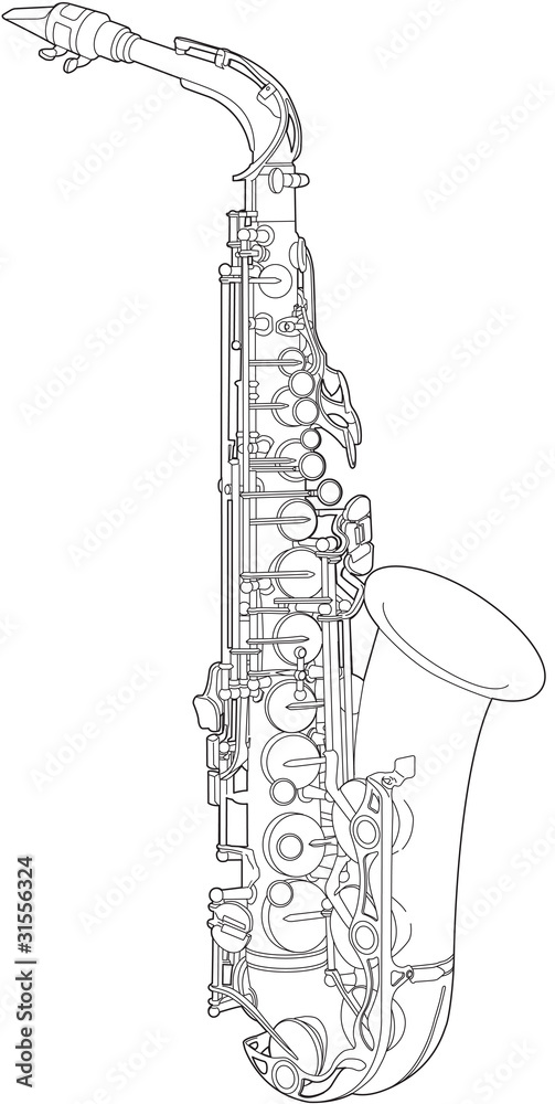 Line drawing of a saxophone