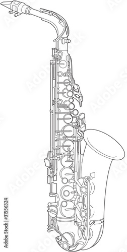 Line drawing of a saxophone