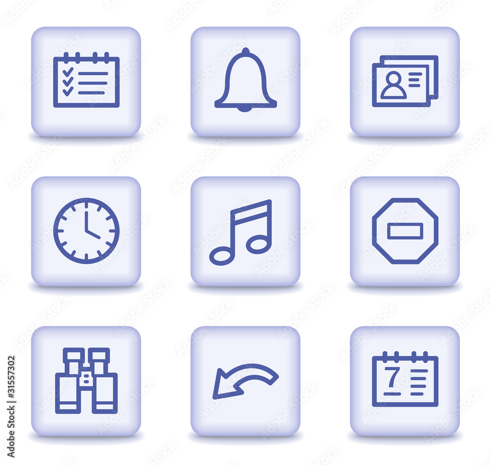 Organizer web icons, light violet glossy buttons