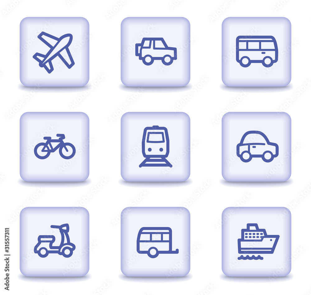 Transport web icons, light violet glossy buttons