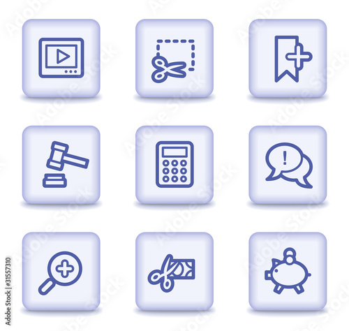 Shopping web icons set 3, light violet glossy buttons