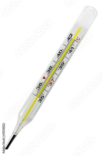 Thermometer, medical glass, Celsius centigrade fever scale, merc photo